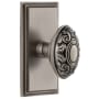Grandeur Carre Solid Brass Rose Privacy Door Knob Set with Grande Victorian Knob and 2-3/8" Backset Antique Pewter