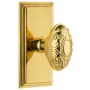 Grandeur Carre Solid Brass Rose Privacy Door Knob Set with Grande Victorian Knob and 2-3/8" Backset Polished Brass