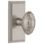 Grandeur Carre Solid Brass Rose Privacy Door Knob Set with Grande Victorian Knob and 2-3/8" Backset Satin Nickel