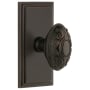 Grandeur Carre Solid Brass Rose Privacy Door Knob Set with Grande Victorian Knob and 2-3/8" Backset Timeless Bronze