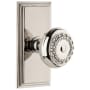Grandeur Carre Solid Brass Rose Privacy Door Knob Set with Parthenon Knob and 2-3/4" Backset Polished Nickel