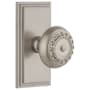 Grandeur Carre Solid Brass Rose Privacy Door Knob Set with Parthenon Knob and 2-3/4" Backset Satin Nickel