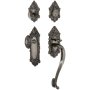 Grandeur Grande Victorian Solid Brass Rose Keyed Entry Single Cylinder Sectional "S" Grip Handleset with Grande Victorian Knob and 2-3/8" Backset Antique Pewter
