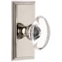 Grandeur Carre Solid Brass Rose Privacy Door Knob Set with Provence Crystal Knob and 2-3/8" Backset Polished Nickel