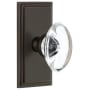 Grandeur Carre Solid Brass Rose Privacy Door Knob Set with Provence Crystal Knob and 2-3/8" Backset Timeless Bronze