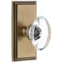 Grandeur Carre Solid Brass Rose Privacy Door Knob Set with Provence Crystal Knob and 2-3/8" Backset Vintage Brass
