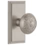 Grandeur Carre Solid Brass Rose Privacy Door Knob Set with Windsor Knob and 2-3/4" Backset Satin Nickel
