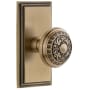 Grandeur Carre Solid Brass Rose Privacy Door Knob Set with Windsor Knob and 2-3/4" Backset Vintage Brass