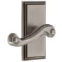 Grandeur Carre Solid Brass Rose Right Handed Privacy Door Lever Set with Newport Lever and 2-3/4" Backset Antique Pewter