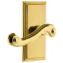 Grandeur Carre Solid Brass Rose Right Handed Privacy Door Lever Set with Newport Lever and 2-3/4" Backset Lifetime Brass