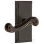 Grandeur Carre Solid Brass Rose Right Handed Privacy Door Lever Set with Newport Lever and 2-3/4" Backset Timeless Bronze