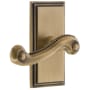 Grandeur Carre Solid Brass Rose Right Handed Privacy Door Lever Set with Newport Lever and 2-3/4" Backset Vintage Brass