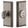 Grandeur Carre Solid Brass Rose Passage Door Knob Set with Circulaire Knob and 2-3/8" Backset Antique Pewter