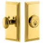 Grandeur Carre Solid Brass Rose Passage Door Knob Set with Circulaire Knob and 2-3/8" Backset Lifetime Brass