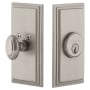 Grandeur Carre Solid Brass Rose Passage Door Knob Set with Circulaire Knob and 2-3/8" Backset Satin Nickel