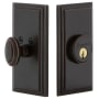 Grandeur Carre Solid Brass Rose Passage Door Knob Set with Circulaire Knob and 2-3/8" Backset Timeless Bronze