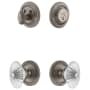 Grandeur Circulaire Solid Brass Single Cylinder Keyed Entry Knobset and Deadbolt Combo Pack with Burgundy Crystal Knob and 2-3/8" Backset Antique Pewter