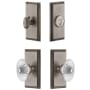 Grandeur Carre Solid Brass Single Cylinder Keyed Entry Knobset and Deadbolt Combo Pack with Burgundy Crystal Knob and 2-3/8" Backset Antique Pewter