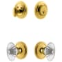 Grandeur Circulaire Solid Brass Single Cylinder Keyed Entry Knobset and Deadbolt Combo Pack with Burgundy Crystal Knob and 2-3/8" Backset Lifetime Brass