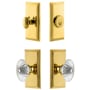 Grandeur Carre Solid Brass Single Cylinder Keyed Entry Knobset and Deadbolt Combo Pack with Burgundy Crystal Knob and 2-3/8" Backset Lifetime Brass