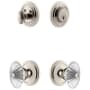 Grandeur Circulaire Solid Brass Single Cylinder Keyed Entry Knobset and Deadbolt Combo Pack with Burgundy Crystal Knob and 2-3/8" Backset Polished Nickel
