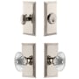 Grandeur Carre Solid Brass Single Cylinder Keyed Entry Knobset and Deadbolt Combo Pack with Burgundy Crystal Knob and 2-3/8" Backset Polished Nickel