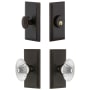 Grandeur Carre Solid Brass Single Cylinder Keyed Entry Knobset and Deadbolt Combo Pack with Burgundy Crystal Knob and 2-3/8" Backset Timeless Bronze