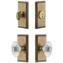 Grandeur Carre Solid Brass Single Cylinder Keyed Entry Knobset and Deadbolt Combo Pack with Burgundy Crystal Knob and 2-3/8" Backset Vintage Brass