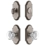 Grandeur Arc Solid Brass Single Cylinder Keyed Entry Knobset and Deadbolt Combo Pack with Chambord Crystal Knob and 2-3/8" Backset Antique Pewter