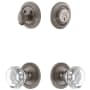 Grandeur Circulaire Solid Brass Single Cylinder Keyed Entry Knobset and Deadbolt Combo Pack with Chambord Crystal Knob and 2-3/4" Backset Antique Pewter