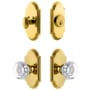 Grandeur Arc Solid Brass Single Cylinder Keyed Entry Knobset and Deadbolt Combo Pack with Chambord Crystal Knob and 2-3/8" Backset Lifetime Brass