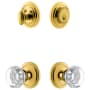 Grandeur Circulaire Solid Brass Single Cylinder Keyed Entry Knobset and Deadbolt Combo Pack with Chambord Crystal Knob and 2-3/4" Backset Lifetime Brass