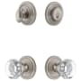 Grandeur Circulaire Solid Brass Single Cylinder Keyed Entry Knobset and Deadbolt Combo Pack with Chambord Crystal Knob and 2-3/4" Backset Satin Nickel