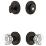 Grandeur Circulaire Solid Brass Single Cylinder Keyed Entry Knobset and Deadbolt Combo Pack with Chambord Crystal Knob and 2-3/4" Backset Timeless Bronze