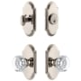 Grandeur Arc Solid Brass Single Cylinder Keyed Entry Knobset and Deadbolt Combo Pack with Chambord Crystal Knob and 2-3/8" Backset Polished Nickel
