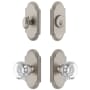 Grandeur Arc Solid Brass Single Cylinder Keyed Entry Knobset and Deadbolt Combo Pack with Chambord Crystal Knob and 2-3/8" Backset Satin Nickel