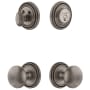 Grandeur Soleil Solid Brass Single Cylinder Keyed Entry Knobset and Deadbolt Combo Pack with Fifth Avenue Knob and 2-3/8" Backset Antique Pewter
