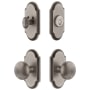 Grandeur Arc Solid Brass Single Cylinder Keyed Entry Knobset and Deadbolt Combo Pack with Fifth Avenue Knob and 2-3/8" Backset Antique Pewter