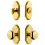 Grandeur Arc Solid Brass Single Cylinder Keyed Entry Knobset and Deadbolt Combo Pack with Fifth Avenue Knob and 2-3/8" Backset Lifetime Brass