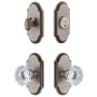 Grandeur Arc Solid Brass Single Cylinder Keyed Entry Knobset and Deadbolt Combo Pack with Fontainebleau Crystal Knob and 2-3/4" Backset Antique Pewter