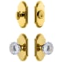 Grandeur Arc Solid Brass Single Cylinder Keyed Entry Knobset and Deadbolt Combo Pack with Fontainebleau Crystal Knob and 2-3/4" Backset Lifetime Brass