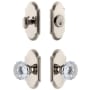 Grandeur Arc Solid Brass Single Cylinder Keyed Entry Knobset and Deadbolt Combo Pack with Fontainebleau Crystal Knob and 2-3/4" Backset Polished Nickel