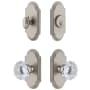 Grandeur Arc Solid Brass Single Cylinder Keyed Entry Knobset and Deadbolt Combo Pack with Fontainebleau Crystal Knob and 2-3/4" Backset Satin Nickel
