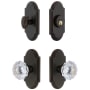 Grandeur Arc Solid Brass Single Cylinder Keyed Entry Knobset and Deadbolt Combo Pack with Fontainebleau Crystal Knob and 2-3/4" Backset Timeless Bronze