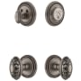 Grandeur Soleil Solid Brass Single Cylinder Keyed Entry Knobset and Deadbolt Combo Pack with Grande Victorian Knob and 2-3/4" Backset Antique Pewter