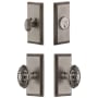 Grandeur Carre Solid Brass Single Cylinder Keyed Entry Knobset and Deadbolt Combo Pack with Grande Victorian Knob and 2-3/4" Backset Antique Pewter