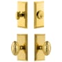 Grandeur Carre Solid Brass Single Cylinder Keyed Entry Knobset and Deadbolt Combo Pack with Grande Victorian Knob and 2-3/4" Backset Lifetime Brass