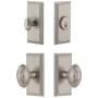 Grandeur Carre Solid Brass Single Cylinder Keyed Entry Knobset and Deadbolt Combo Pack with Grande Victorian Knob and 2-3/4" Backset Satin Nickel