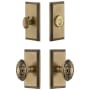 Grandeur Carre Solid Brass Single Cylinder Keyed Entry Knobset and Deadbolt Combo Pack with Grande Victorian Knob and 2-3/4" Backset Vintage Brass