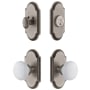 Grandeur Arc Solid Brass Single Cylinder Keyed Entry Knobset and Deadbolt Combo Pack with Hyde Park Knob and 2-3/8" Backset Antique Pewter